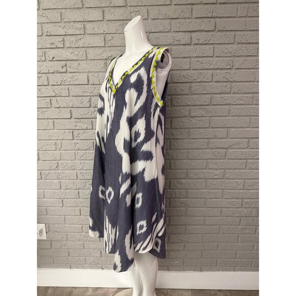 Uncle Frank Women Ikat Bloom Sleeveless A-Line Dress Size M - Picture 6 of 12